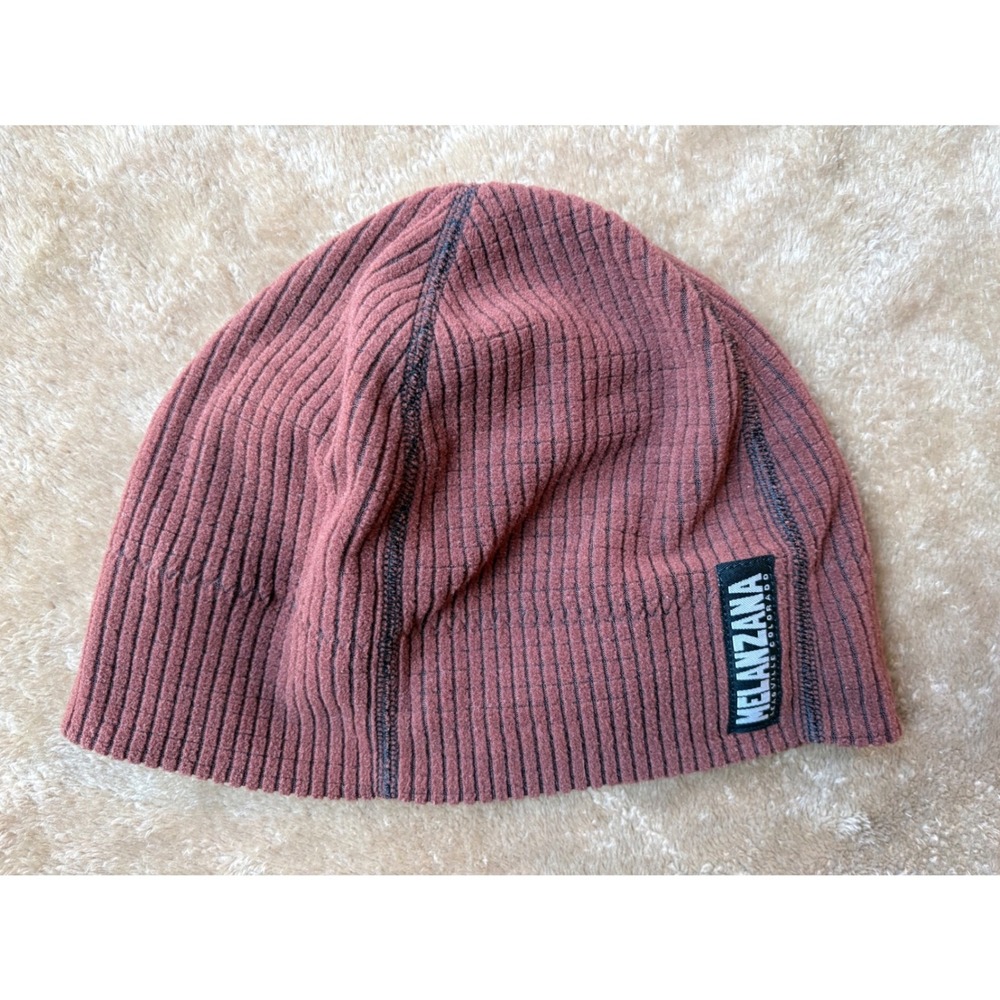 Melanzana Microgrid Toque Fleece Beanie Hat Adult M Brick Red Bark Colorado USA